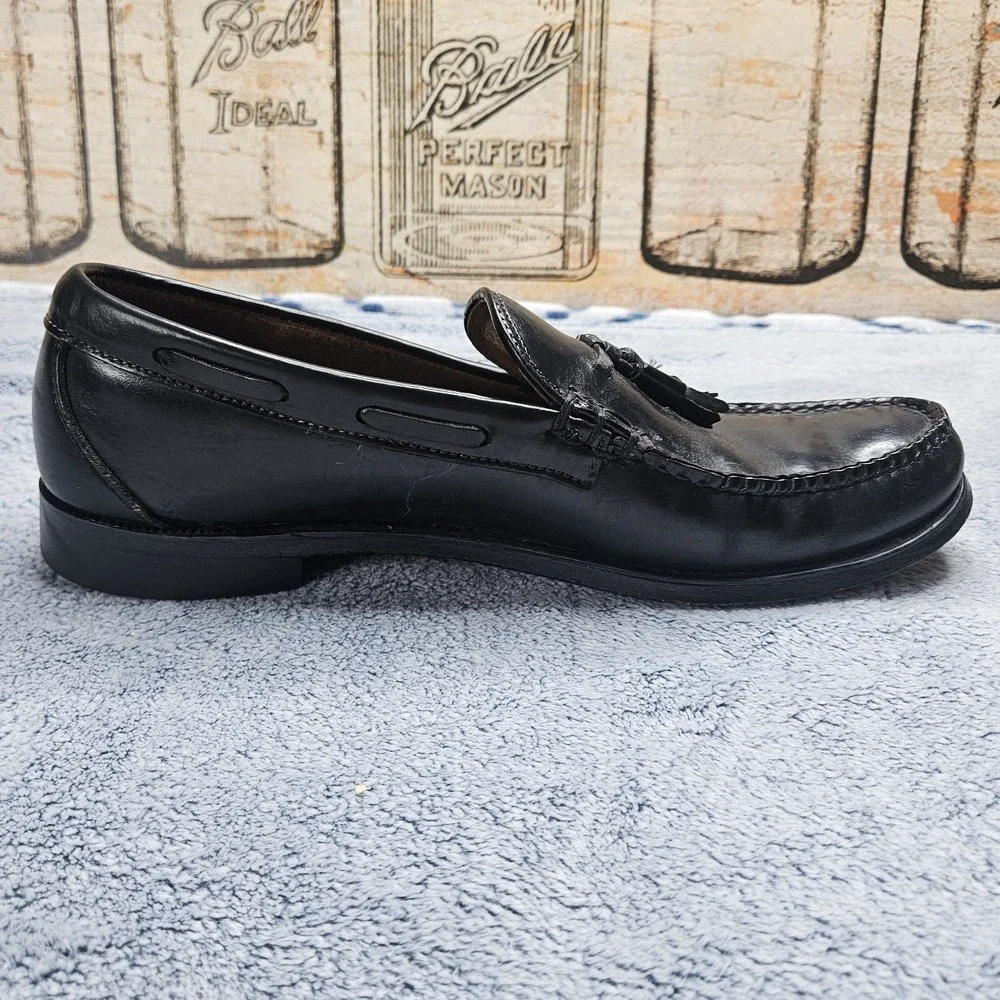 Vintage Sebago Loafers Mens 10 Black Leather Tassel Made in USA Slip On Shoes